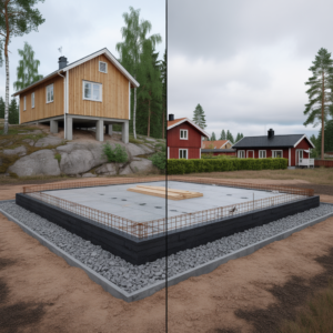 plintgrund vs platta pa mark jamforelse av kostnad och markk